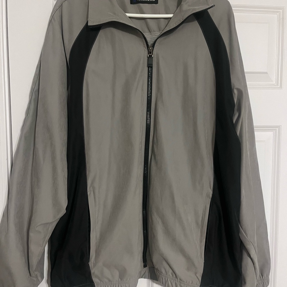 Winners Mens Lightweight Zip-Up Jacket Elastic Waist & Cuffs Zippered Pockets L